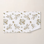 ホワイトコットンボール茎水色パターン バスタオルセット (ハンドタオル)