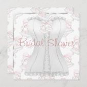 ホワイトコルセットピ結婚ンクのベルブライダルシャワーInv 招待状 (正面/裏面)