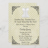 ホワイトコルセットランジェリーブライダルシャワー招待 招待状 (正面/裏面)