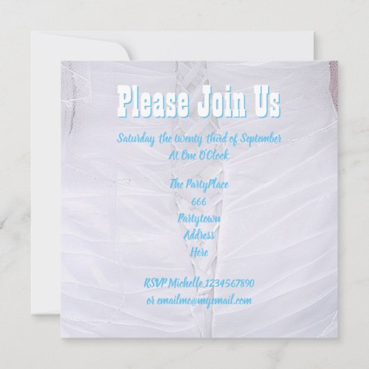 ホワイトコレッ結婚トのドレスブライダルシャワー 招待状 (裏面)