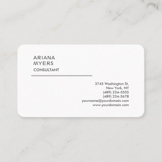 ホワイトコンエレガントモダンサルタントマネージャ 名刺 (正面)