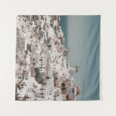 ホワイトコンクリート建物の空中撮影 タペストリー (正面(横))