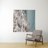 ホワイトコンクリート建物の空中撮影 タペストリー (インサイチュ(横))