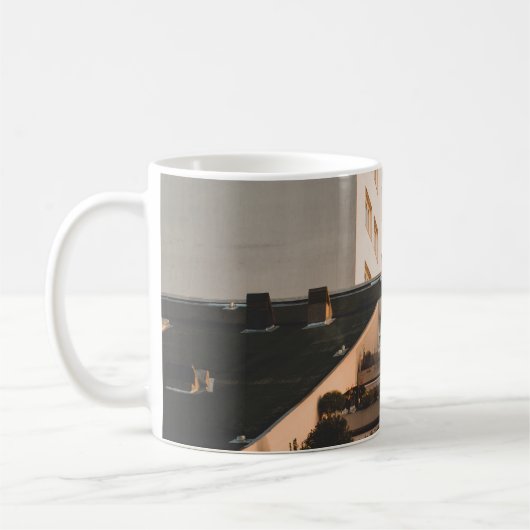 ホワイトコンクリート建物 コーヒーマグカップ (左)