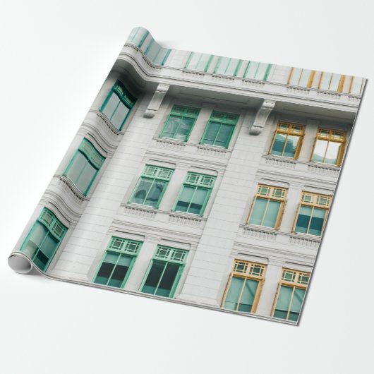 ホワイトコンクリート建物-3 ラッピングペーパー (アンロールド)