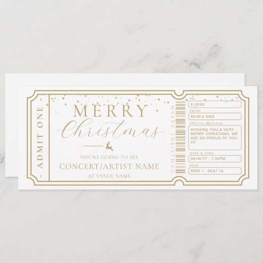 ホワイトコンサートチケットギフト券カード 招待状 (正面/裏面)