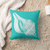 ホワイトコンチシーシェルバーラップルック付きアクア クッション (ブランケット)