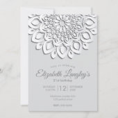 ホワイトコンテンポラリー紙カットマンダラ誕生日 招待状 (正面)