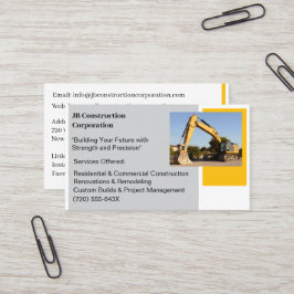 ホワイトコントラクターイエロー建築ブルドーザー 名刺