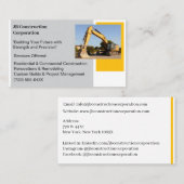 ホワイトコントラクターイエロー建築ブルドーザー 名刺 (正面/裏面)