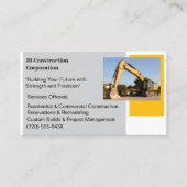 ホワイトコントラクターイエロー建築ブルドーザー 名刺 (正面)