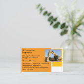 ホワイトコントラクターイエロー建築ブルドーザー 名刺 (スタンド正面)