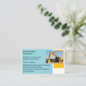 ホワイトコントラクターイエロー建築ブルドーザー 名刺 (スタンド正面)