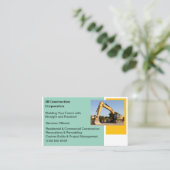 ホワイトコントラクターイエロー建築ブルドーザー 名刺 (スタンド正面)