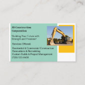 ホワイトコントラクターイエロー建築ブルドーザー 名刺 (正面)
