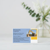 ホワイトコントラクターイエロー建築ブルドーザー 名刺 (スタンド正面)