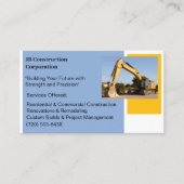 ホワイトコントラクターイエロー建築ブルドーザー 名刺 (正面)