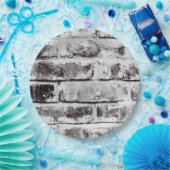 ホワイトコントラスト工業的ルースチックレンガテクスチャ ペーパープレート (パーティー)