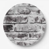 ホワイトコントラスト工業的ルースチックレンガテクスチャ ペーパープレート (正面)