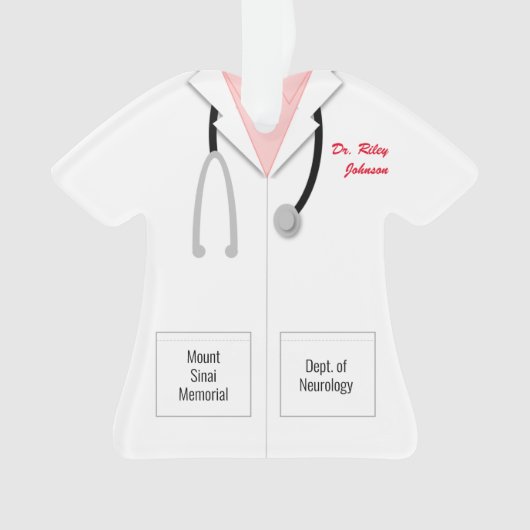 ホワイトコートピンクシャツドクターオーナメント オーナメント (正面)