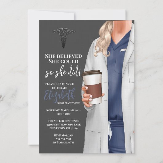 ホワイトコートメディカルスクール卒業招待状 招待状 (正面)