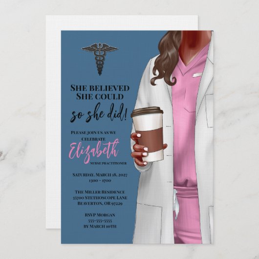 ホワイトコートメディカルスクール卒業招待状 招待状 (正面/裏面)