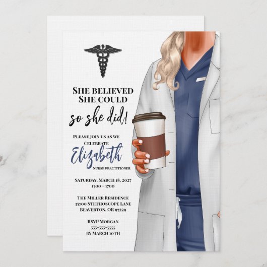 ホワイトコートメディカルスクール卒業招待状 招待状 (正面/裏面)