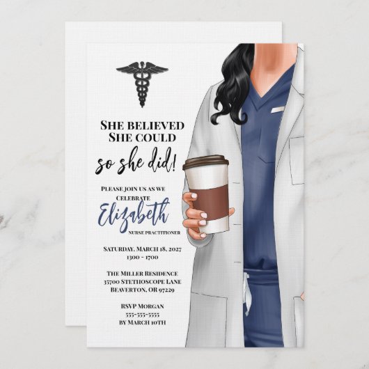 ホワイトコートメディカルスクール卒業招待状 招待状 (正面/裏面)