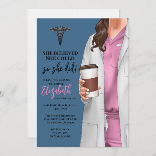 ホワイトコートメディカルスクール卒業招待状 招待状 (正面/裏面)