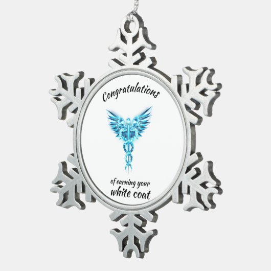 ホワイトコート式クリスタルメディカル スノーフレークピューターオーナメント (右)