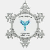 ホワイトコート式クリスタルメディカル スノーフレークピューターオーナメント (正面)