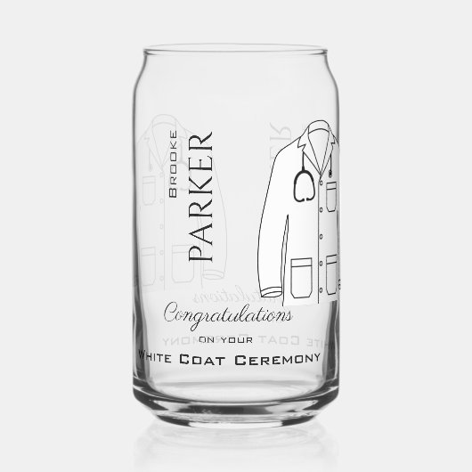 ホワイトコート式医師おめでとう ガラス缶 (正面)