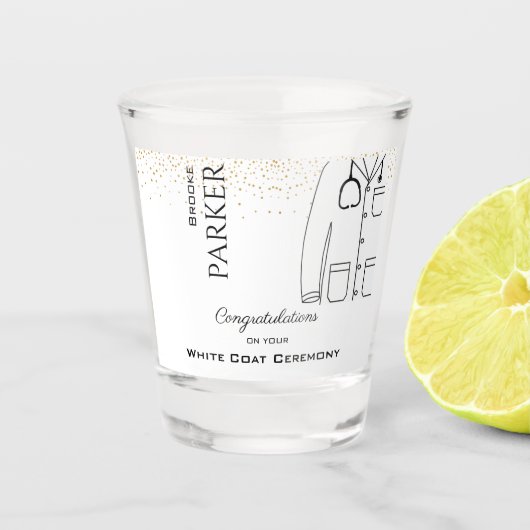 ホワイトコート式医師おめでとう ショットグラス (正面)
