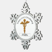 ホワイトコート式金ゴールド医療品、ラウンドギフト スノーフレークピューターオーナメント (右)