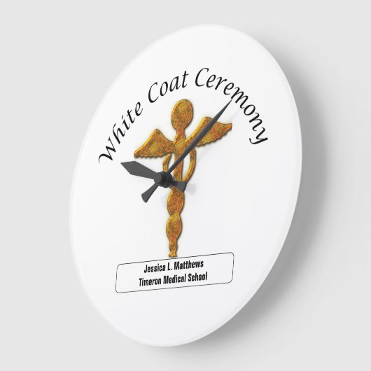 ホワイトコート式金ゴールド医療用丸い贈り物 ラージ壁時計 (傾斜)