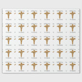 ホワイトコート式金ゴールド医療、カスタムギフト ラッピングペーパー (フラット)