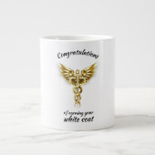 ホワイトコート式金ゴールド医療 ジャンボコーヒーマグカップ (正面)