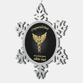 ホワイトコート式金ゴールド医療 スノーフレークピューターオーナメント (右)