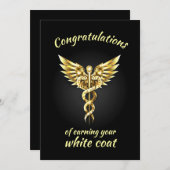 ホワイトコート式金ゴールド医療 招待状 (正面/裏面)