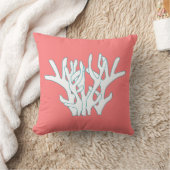 ホワイトコーラルブランチコーラルピンク装飾用クッション クッション (ブランケット)