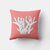 ホワイトコーラルブランチコーラルピンク装飾用クッション クッション (裏面)