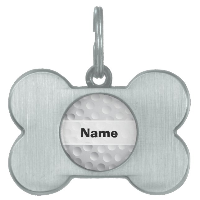 ホワイトゴクールルフボールの質感、ゴルファー ペットネームタグ (正面)