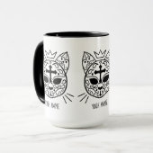 ホワイトゴシックシュガースカルキティ猫お名前 マグカップ (正面左)