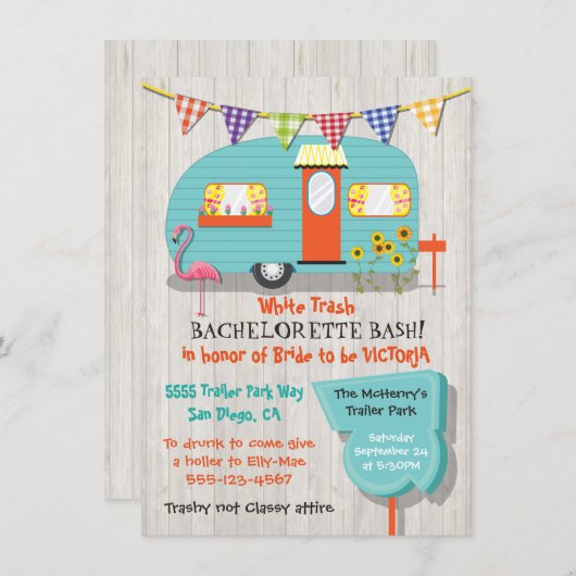 ホワイトゴミバチェロレッテbashパーティの招待状 招待状 (正面/裏面)