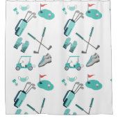 ホワイトゴルフカート帽子グラブカート鉄靴ゴルファー シャワーカーテン (正面)