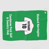 ホワイトゴルフタオルのサッカーシャツ ゴルフタオル (横)