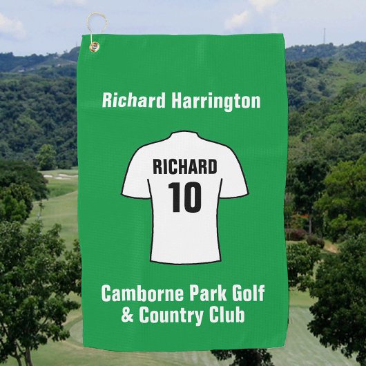 ホワイトゴルフタオルのサッカーシャツ ゴルフタオル