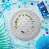 ホワイトゴルフバルウィズクラブ誕生日紙プレート ペーパープレート (パーティー)