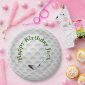 ホワイトゴルフバルウィズクラブ誕生日紙プレート ペーパープレート (パーティー)