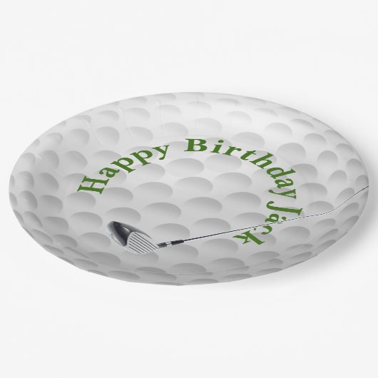 ホワイトゴルフバルウィズクラブ誕生日紙プレート ペーパープレート (アングル)